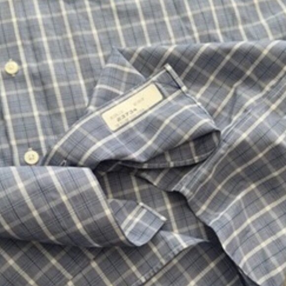 UNTUCKit Blue & White Plaid Wrinkle-Free Button-Down Shirt – Size XL Tall - Picture 7 of 16